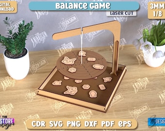 Cat balance game laser cut, kids board game, montessori game, wooden balance board game, educational toy, kids laser cut, cute wooden toys