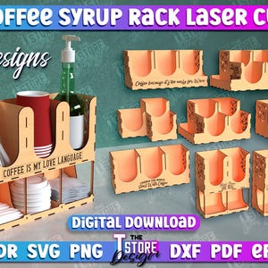 Organizzatore di sciroppo di caffè rotante in legno 9 fori per sciroppo Rack sup