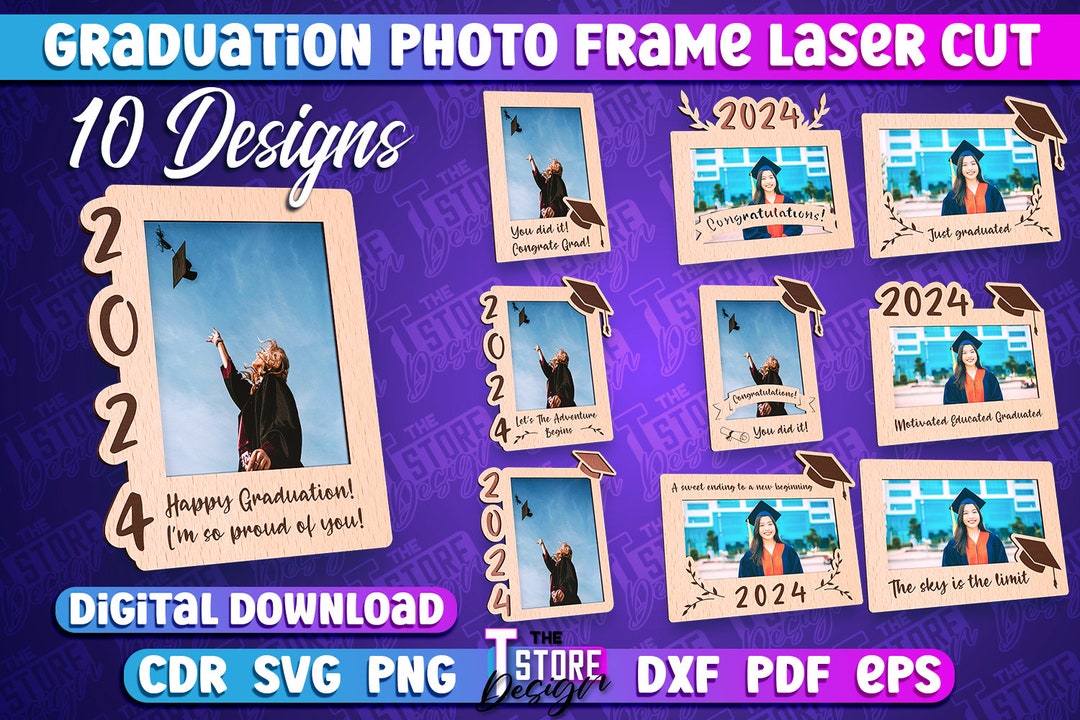 Class of 2024 Photo Frame Laser Cut SVG Bundle Graduation Photo Frame