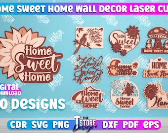 Home Sweet Home Signs Wall Decor Laser Cut, Entryway Wall Sign, Custom Home Sweet Home, Home Sweet Home Metal Wall Decoration,  CNC Files