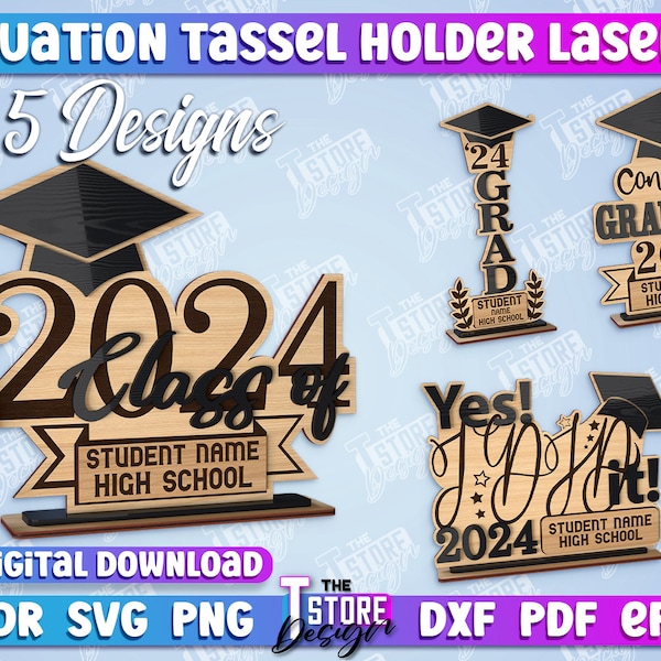 Graduation Tassel Holder Laser Cut, Graduation Gift, Personalized Tassel Holder, Personalized Grad 2024, Class of 2024, Grad Award Trophy