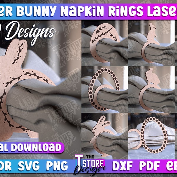 Easter Napkin Rings | Bunny Napkin Rings for Easter | Easter Egg Napkin Ring | Rabbit napkin rings Rabbit | Wood Napkin Rings