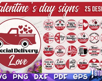 Valentine's Day Signs SVG Bundle | Valentines Door Hangers SVG Bundle | Love Quotes Sign SVG v.2