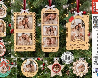 Christmas Photo Ornament SVG - Laser Cut Family Picture Frame - Personalized Christmas Tree Ornament - Photo Frame svg