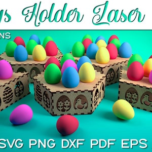 Egg Holder Laser Cut Bundle | Happy Easter SVG Design | Laser Cut Files | Egg Holder Design