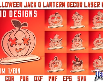 Halloween Jack o Lantern Decor Laser Cut SVG Bundle / Halloween Decor Laser Cut SVG Design / CNC Files