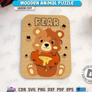 3d Wooden Kids Animal Puzzles Laser Cut Bundle, 3D Animal Puzzle Set ...