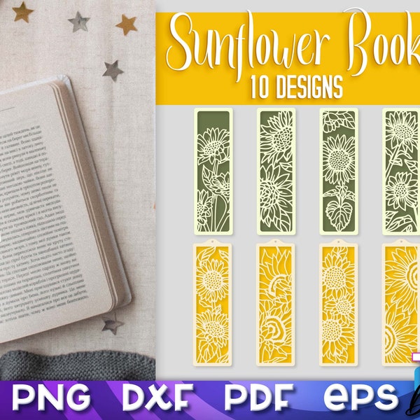 Sunflower Bookmark SVG Bundle | Flower Book Lover SVG | Sunflower SVG Design