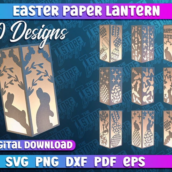 Easter Paper Lantern Bundle | Happy Easter Lantern Papercut | 3D Easter Paper Lamp SVG | Spring Paper Crafts | Happy Easter SVG Bundle