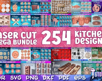 Kitchen Huge Laser Cut Mega Bundle | Coasters  CNC Files | Kitchen Mega Engraving Bundle