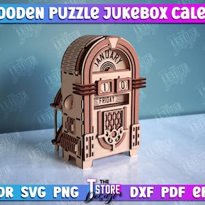 3d Wooden Puzzle Jukebox Calendar Laser Cut | Calendar Laser Cut  | Perpetual Calendar Laser Design | 3D Wooden Puzzle Calendar | Jukebox