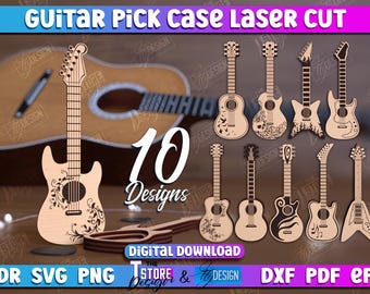 3D Guitar pick boxes laser cut bundle, Guitar pick case, pick holder lasercut, guitar shaped pick case, plectrum box, mediator box laser cut