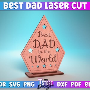 Best Dad Laser Cut SVG Bundle Award Trophy SVG Design Laser Cut Files zdjęcie 3