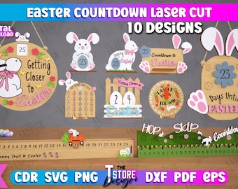 Easter countdown calendar lasercut bundle, personalized easter bunny countdown, days until the easter bunny visits, countdown sign for kids