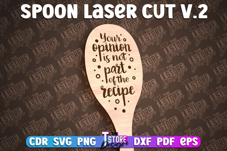 Spoon Laser Cut SVG Bundle Spoon Engraving Quotes SVG Design Kitchen Quotes Cut File zdjęcie 5