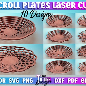 Scroll Plates Laser Cut SVG Bundle | Scroll Plates SVG Design | Laser Cut Files | CNC Files