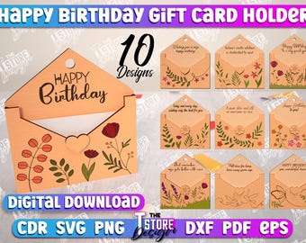 Customize Birthday gift card holder lasercut bundle, Birthday Cake Money Holder, Money Gift Holder, 3D Envelope  Birthday money holders svg