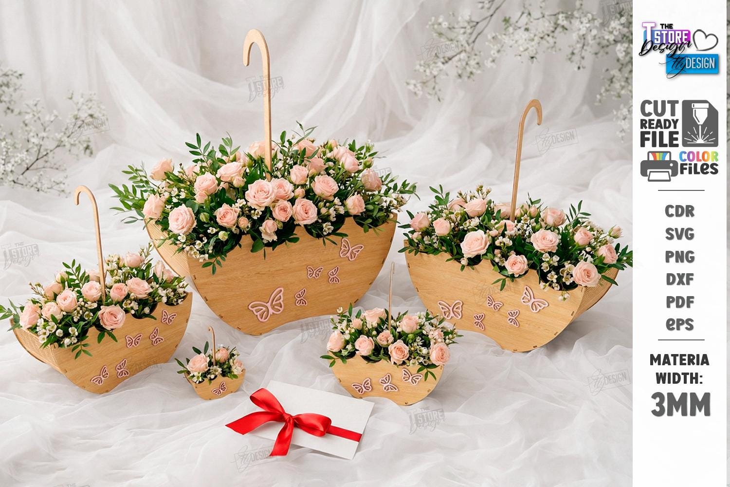 Umbrella Flower Box Laser Cut - Wedding Centerpiece Decor - Bridal ...