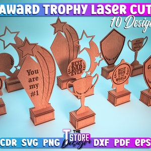 Award Trophy Laser Cut SVG Bundle | Award Trophy SVG Design | Laser Cut Files