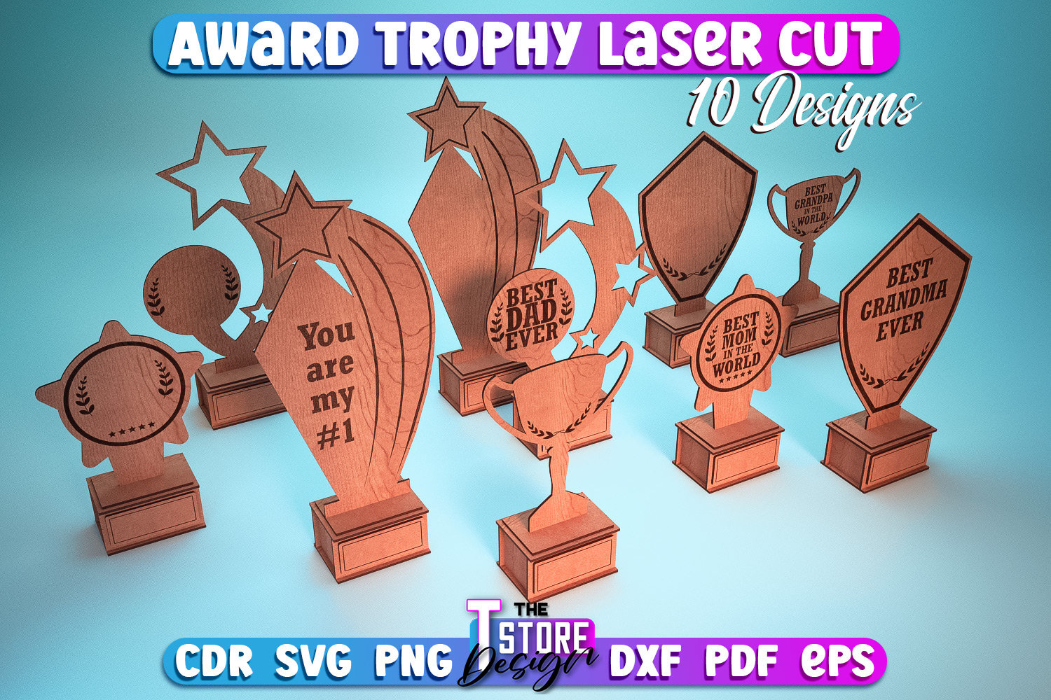 Award Trophy Laser Cut SVG Bundle Award Trophy SVG Design Etsy Canada