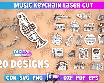 Chaveiro de música cortado a laser, chaveiro musical de madeira, chaveiro de placa de música personalizado, presente para casal, ela, ele, amigos, presente para amantes da música