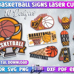 Basketball Signs Laser Cut Bundle, Personalized Sport Signs, Basketball Sign, Sports Sign, Gift Idea, Sport Laser Cut, Basketball, CNC file