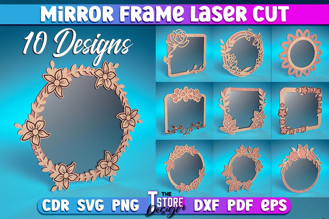 Mirror Frame Laser Cut SVG Bundle Mirror Frame Design Funny Mirror