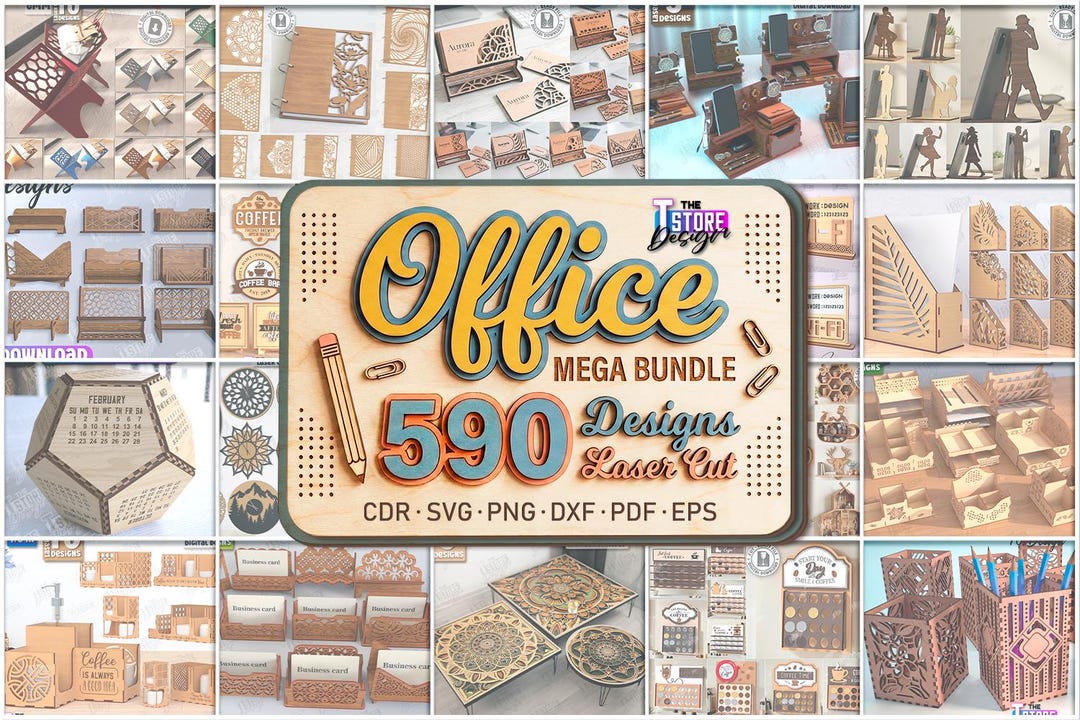 3d Office Laser Cut Mega Bundle, 590 Desk Laser Design, Office ...
