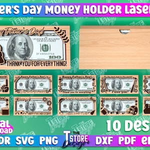Lot de porte-monnaie fête des pères, tirelire papa 3d découpée au laser, porte-billets grand-père, porte-monnaie papa, porte-monnaie cadeau papa