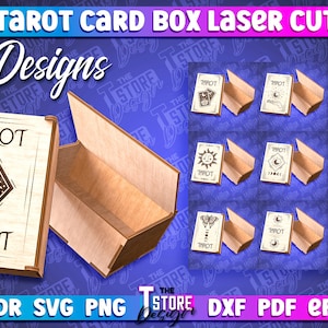 Cajas de cartas de tarot Diseño láser / Corte láser espiritual / Caja de baraja de cartas de tarot / Titular de cartas de tarot / Cajas de regalo de tarot de grabado SVG