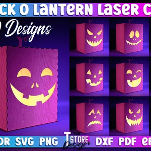 Jack o Lantern Laser Cut SVG Bundle  | Halloween Light Laser Cut SVG Design | CNC Files