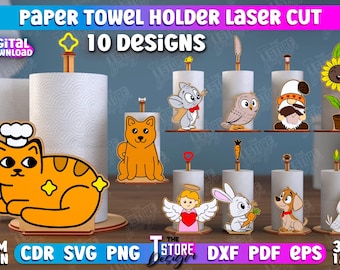 Paper Towel Holder Laser Cut Bundle, Roll Paper Towel Holder, Kitchen Decor, Paper Towel Holder, Kitchen Paper Towel Holder Standing Decor