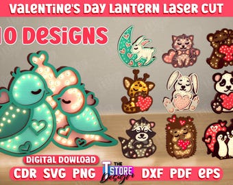 Valentines Day Kids Wooden Led Night Lamps Bundle, 3D Animals Led Light Box Laser cut, Valentines Night Light Lamp Laser cut, Kid Room Decor