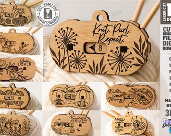 Lustiger Reihenzähler, Stricknadeln, Häkelnadel, Laser geschnitten, Stricknadeln, Stricknadeln, Häkelnadel, Laser geschnitten, Strickzeug (svg, dxf, png, eps)