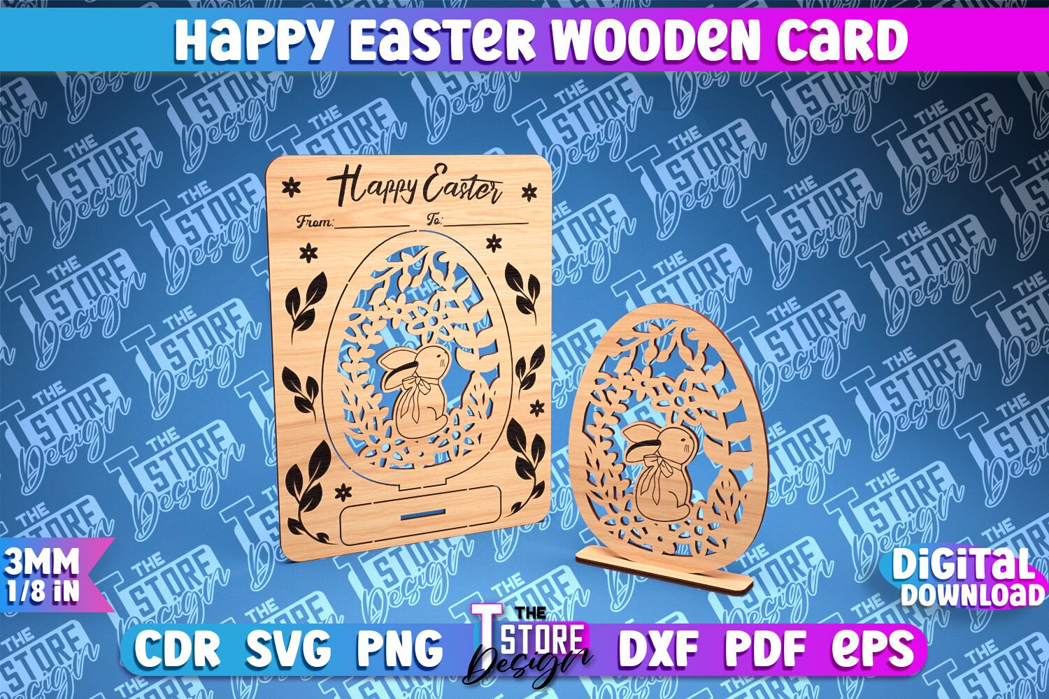 Happy Easter Wooden Card Laser Cut SVG Bundle | 3D Easter Card | Easter ...