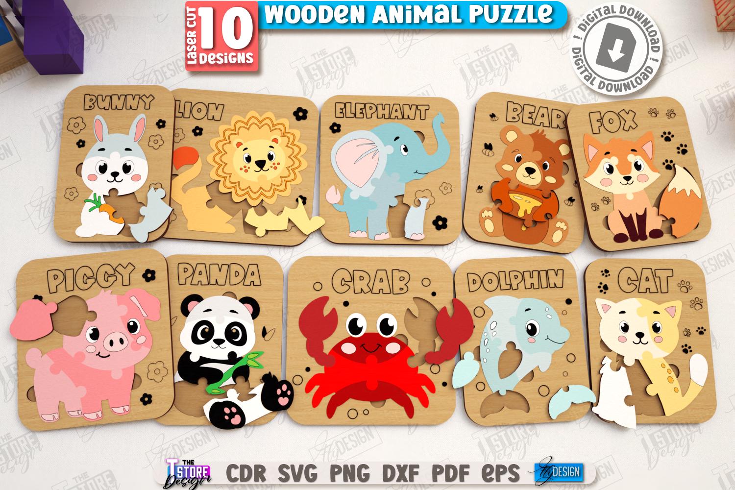 3d Wooden Kids Animal Puzzles Laser Cut Bundle, 3D Animal Puzzle Set ...