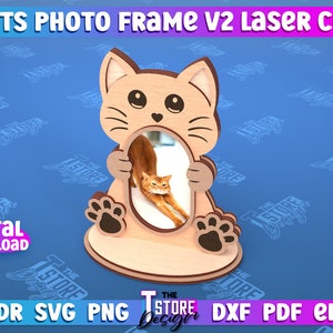 Pets Photo Frame Laser Cut, Dog Photo Frame SVG Design, Cat Laser Cut Files, Personalized pet frame, CNC Files, Cat Photo Frame Lasercut
