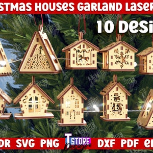 Puede incluir: Diez diseños de casas de Navidad cortadas con láser. Cada diseño tiene 3 mm de grosor y presenta detalles intrincados. Los diseños incluyen una campana, un muñeco de nieve, un copo de nieve y más. Los adornos son perfectos para agregar un toque festivo a su árbol de Navidad o decoración del hogar.