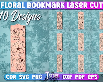 Floral Bookmark Laser Cut | Bookmark SVG Design | Flower Laser Cut Files