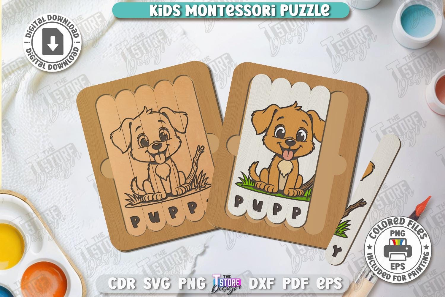 Wooden Kids Montessori Puzzles Laser Cut Bundle, 3D Animal Puzzle Set ...