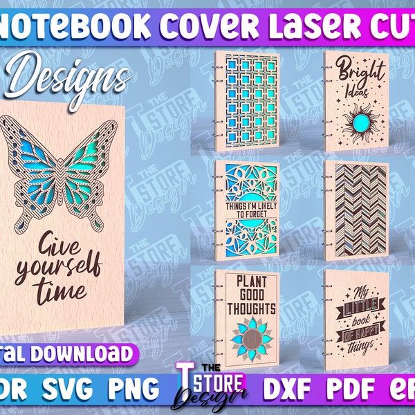 Notebook Laser Cut SVG Bundle | Notebook SVG Design | Notebook Cover Laser Cut Files | School Laser Cut
