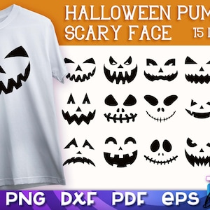 Halloween Pumpkin Scary Faces SVG Bundle | Halloween Design | Spooky Pumpkin Face