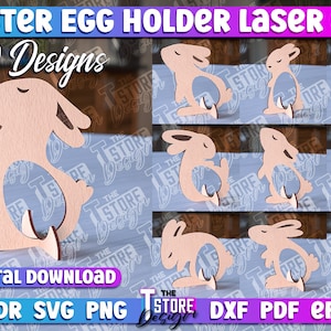 Easter Egg Holder Laser Cut  | Happy Easter SVG Design | Easter Bunny Single Egg Holder Laser Cut Files | Egg Holder Design | Bunny