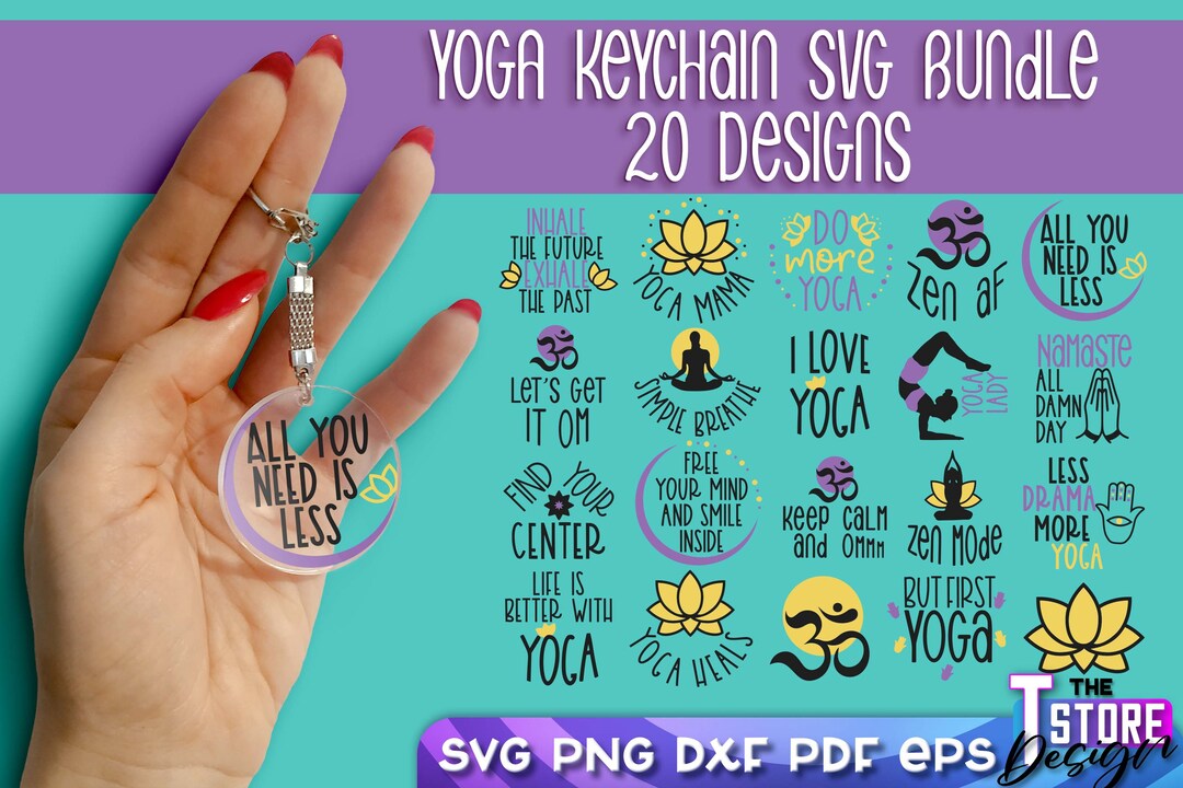 Yoga Keychain SVG Bundle Acrylic Keychain Bundle SVG Etsy