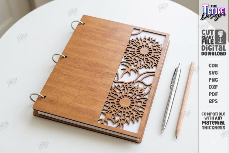 3d wooden planner laser cut bundle, notebook cover laser cut, journal cover svg, boho svg, notebook binder, mandala book cover, album cover image 10