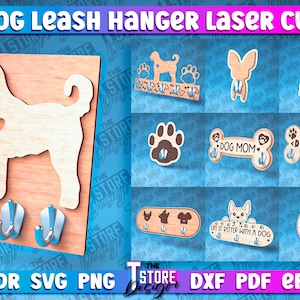 Dog Leash Hanger Laser Design SVG | Dog Laser Design SVG Design | Dog Mom Laser Cut Files