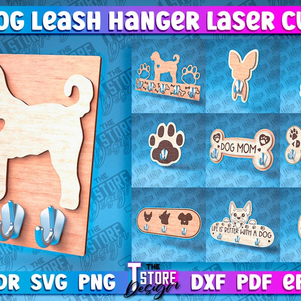 Dog Leash Hanger Laser Design SVG | Dog Laser Design SVG Design | Dog Mom Laser Cut Files