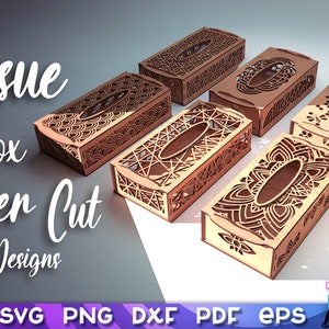 Tissue Box Laser Cut SVG Bundle | Tissue Box SVG Design | Laser Cut Files | CNC Files