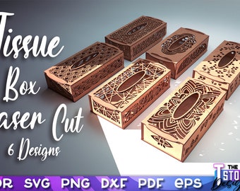 Tissue Box Laser Cut SVG Bundle | Tissue Box SVG Design | Laser Cut Files | CNC Files