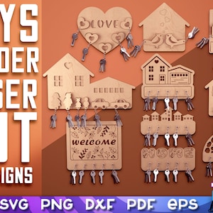 Keys Holder Laser Cut SVG | Home Decor Laser Cut | Keys Holder Laser Cut Bundle | Keys Holder SVG Design | CNC Files